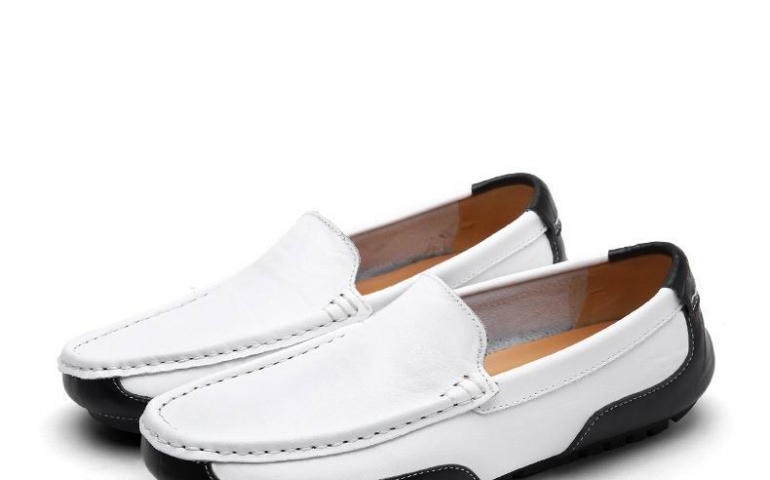 white loafer slides